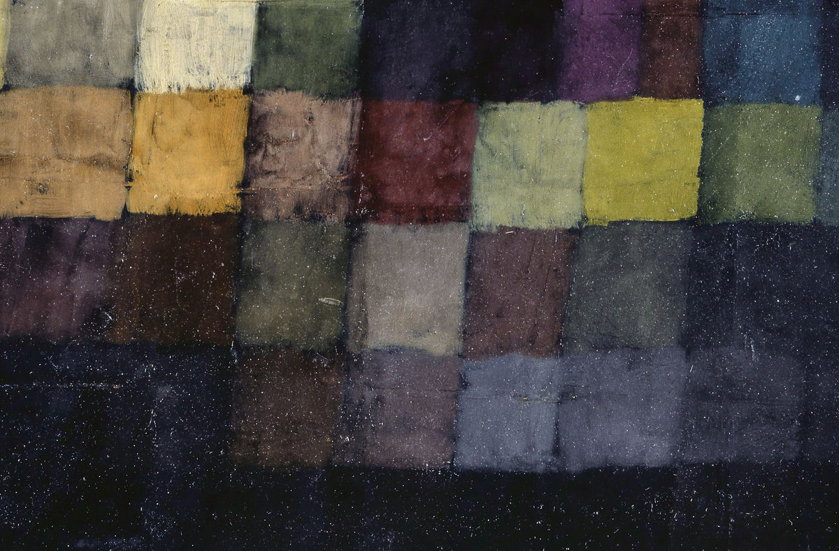 Detail 5: Lower grid fading into darkness in Ancient Harmony